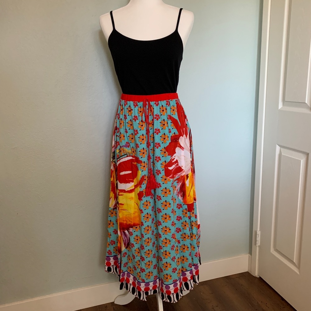 Magic Multicolored Floral Boho Midi Skirt